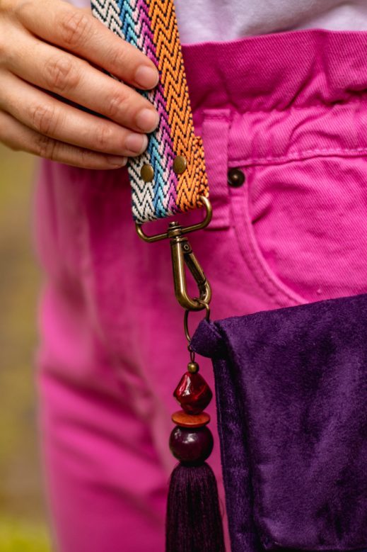 Bolsa Clutch veludo roxo